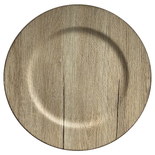 13&#x22; Gray Woodgrain Charger by Celebrate It&#x2122;
